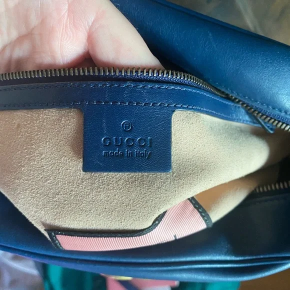 TRADED😍Gucci Rare GG Marking ghost Crossbody Chain Leather Bag Navy - Picture 13 of 14